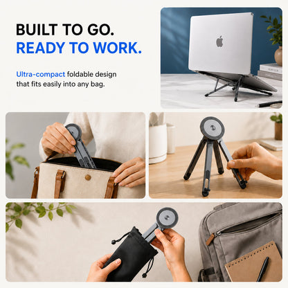 Zen-Z MagSafe Adjustable Laptop Stand – Foldable Aluminum Desk Riser for MacBook, iPad & iPhone