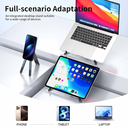 Zen-Z MagSafe Adjustable Laptop Stand – Foldable Aluminum Desk Riser for MacBook, iPad & iPhone