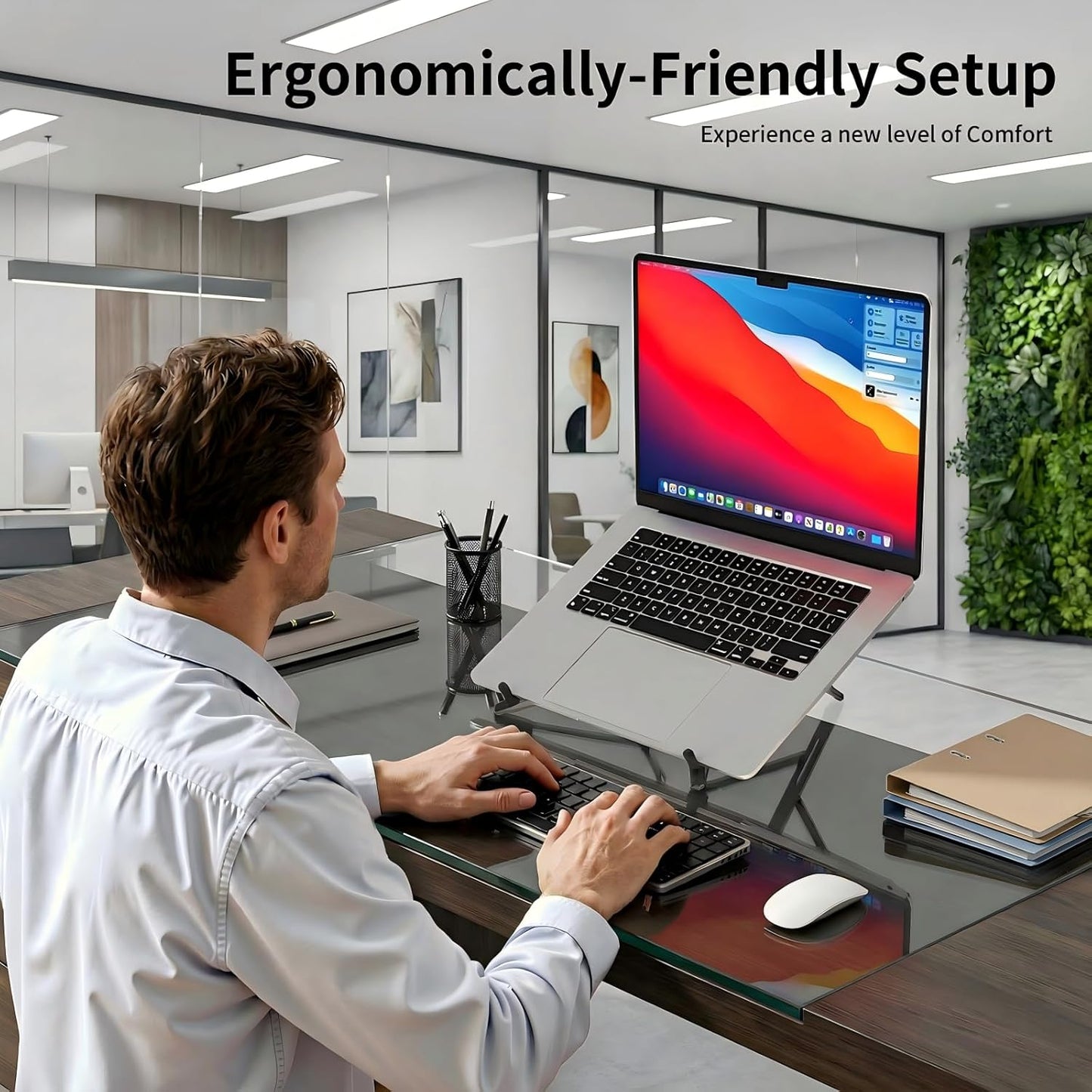 Zen-Z MagSafe Adjustable Laptop Stand – Foldable Aluminum Desk Riser for MacBook, iPad & iPhone